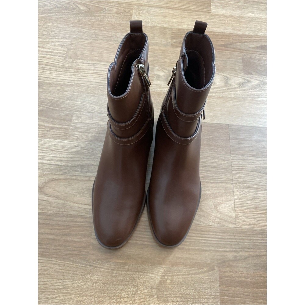 Calvin Klein Jasen Buckle Strap Block Heel Ankle Bootie Brown Size 7M $139 MSRP - Picture 7 of 16